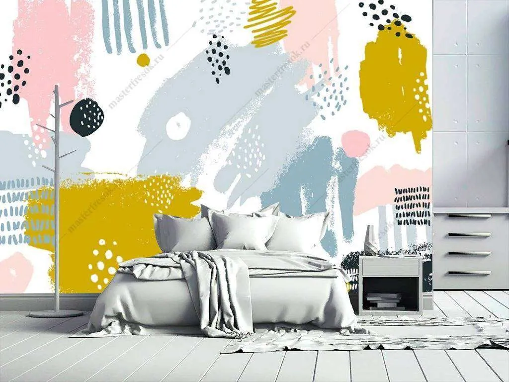 Фотообои в интерьере цветные мазки  9-1129 фото