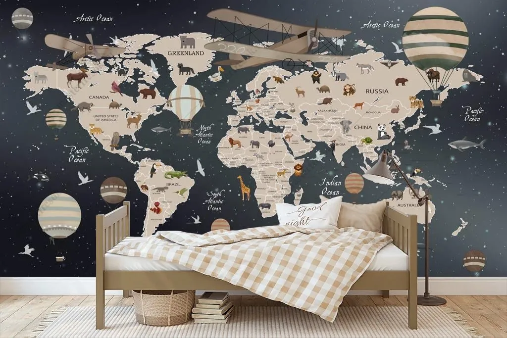 Фотообои Карта мира со странами  12-1362