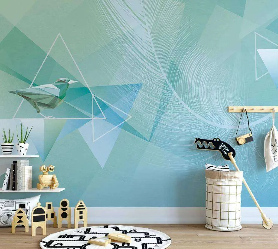 Фотообои в интерьере детские абстракция бирюзовая  15-360 фото