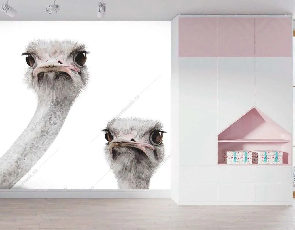 Фотообои в интерьере страусы  12-1502 фото