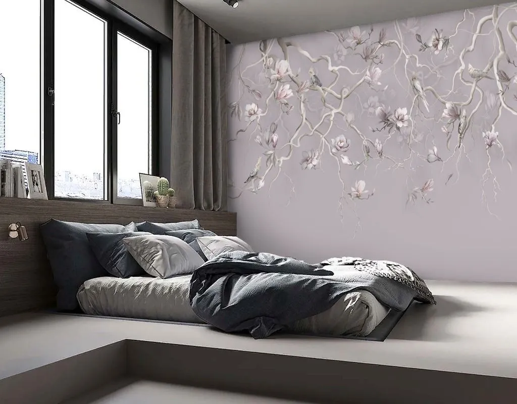 Фотообои в интерьере сакура нежная  13-738 фото