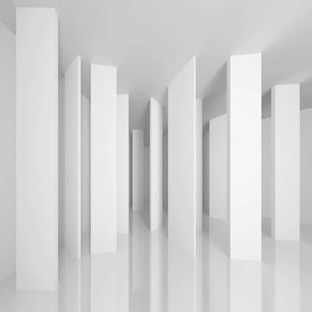 Фотообои в интерьере 3д серые колонны  10-826 фото