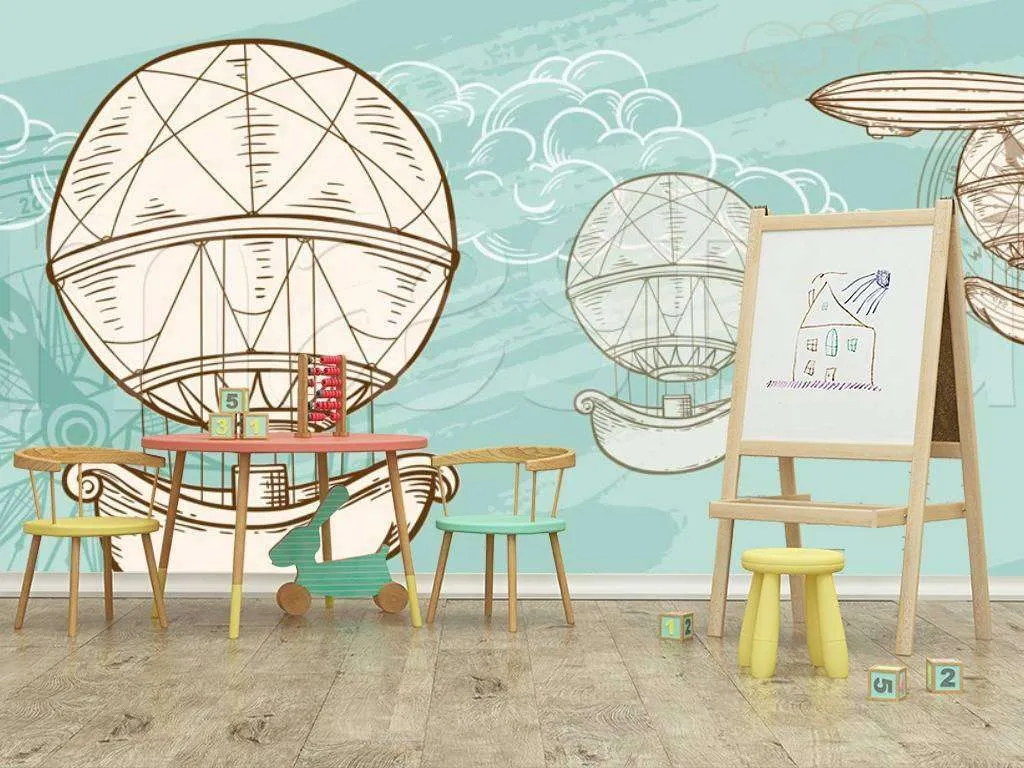 Фотообои в интерьере воздушные шары ретро  12-428 фото