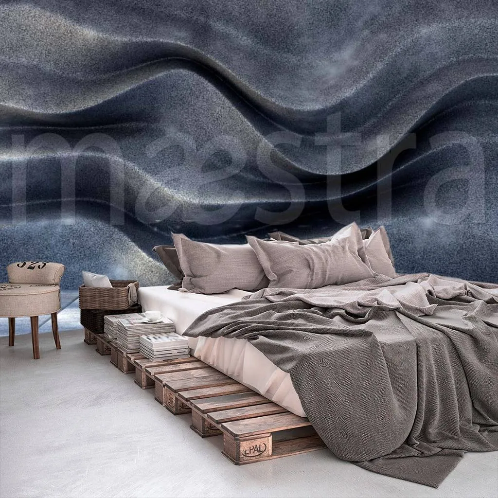 Фотообои в интерьере 3д черные волны  10-471 фото