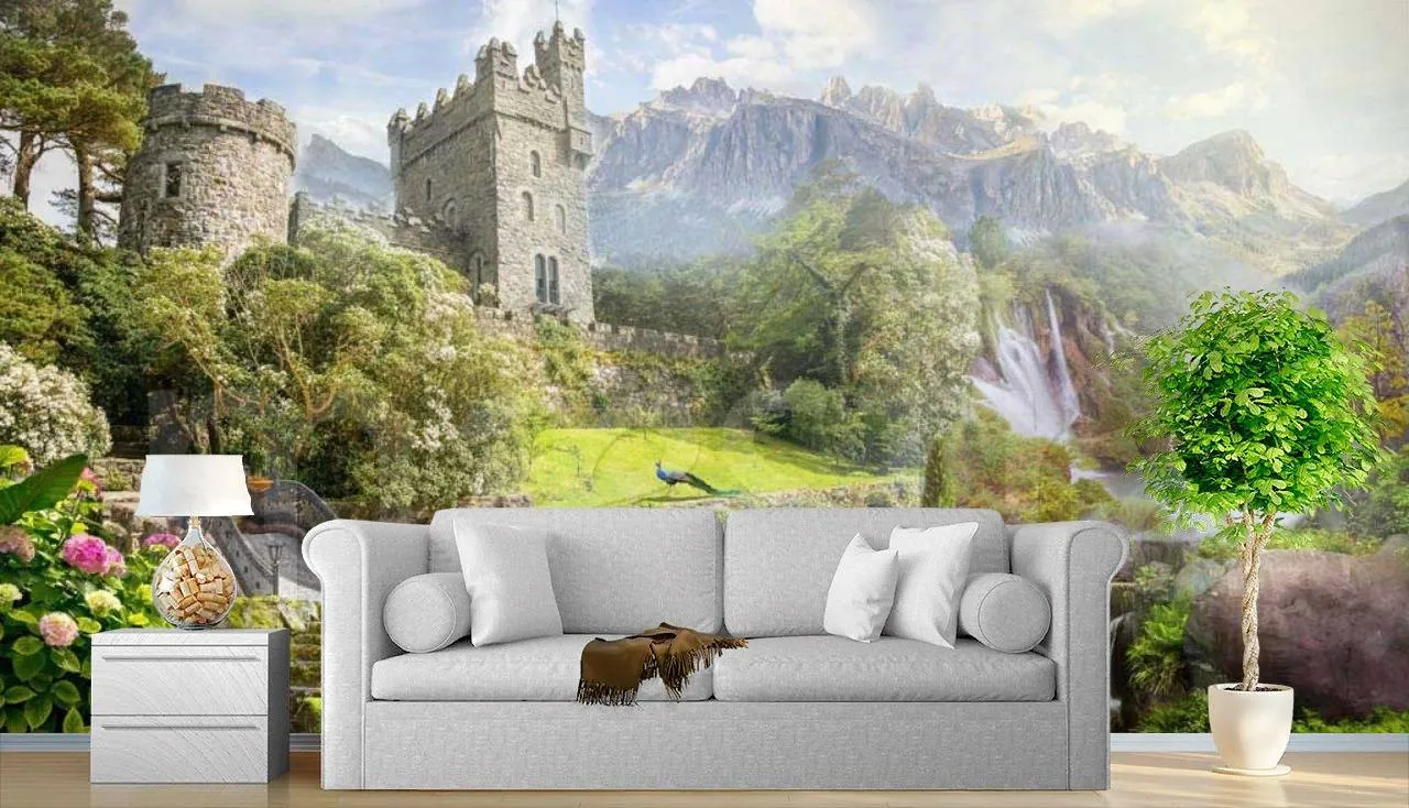 Фотообои в интерьере замок в красивом парке  7-242 фото