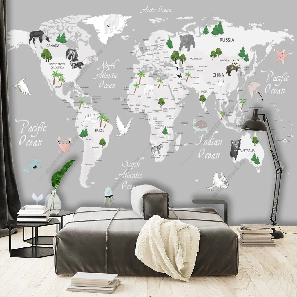 Фотообои Карта серая  12-775