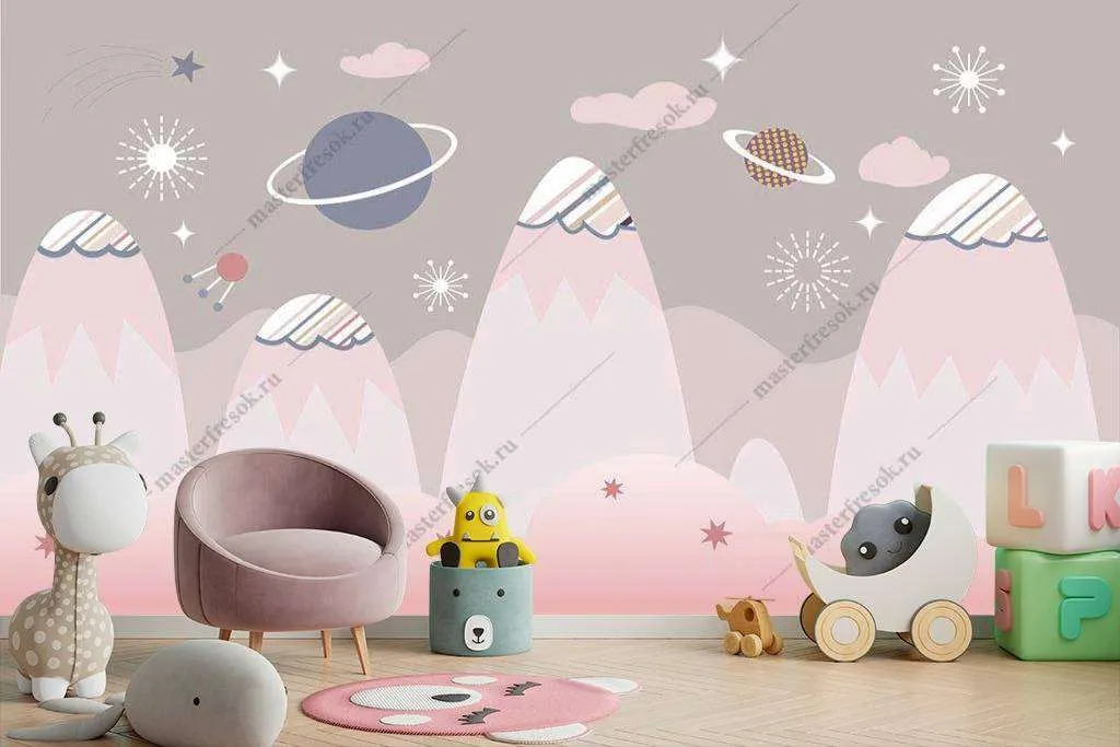 Фотообои в интерьере планеты в горах  14-034 фото