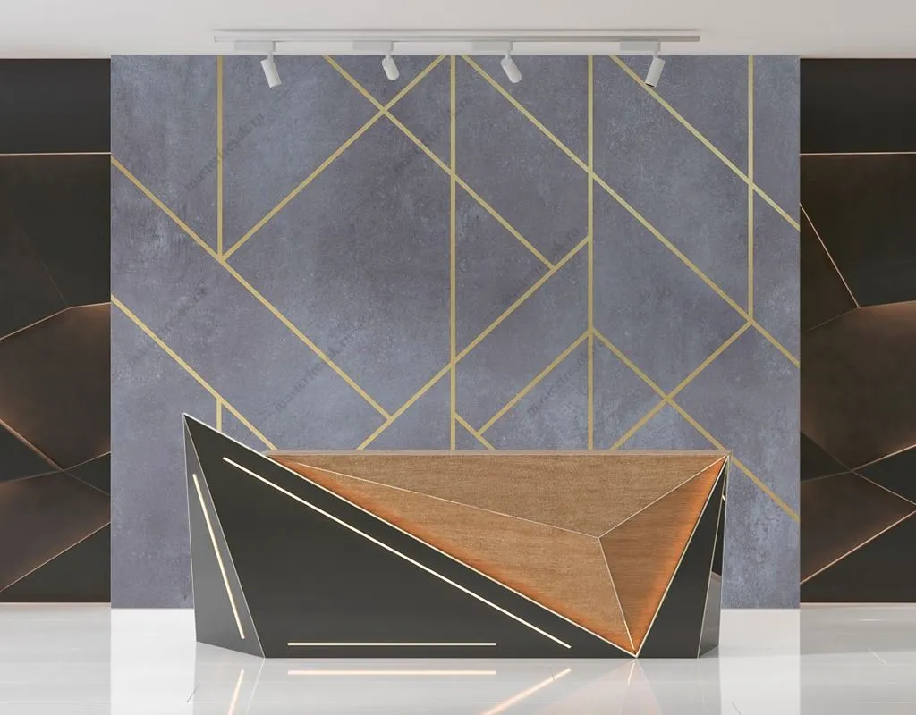 Фотообои в интерьере геометрия на бетоне  9-1609 фото