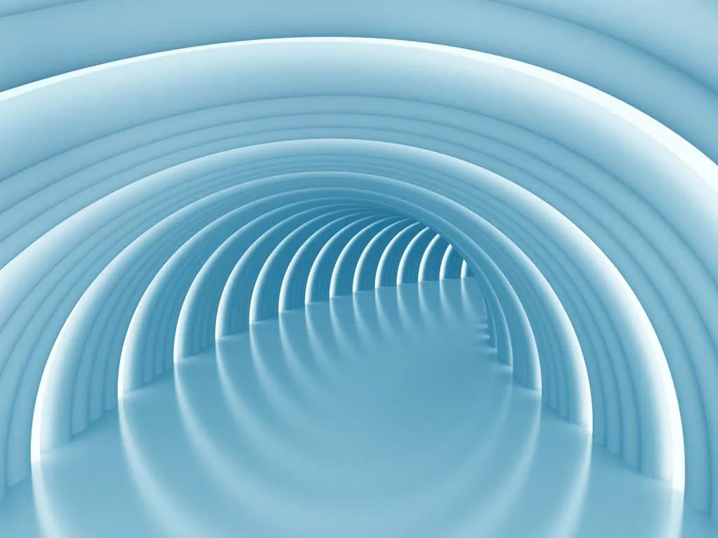 Фотообои в интерьере 3д голубой тоннель  10-814 фото