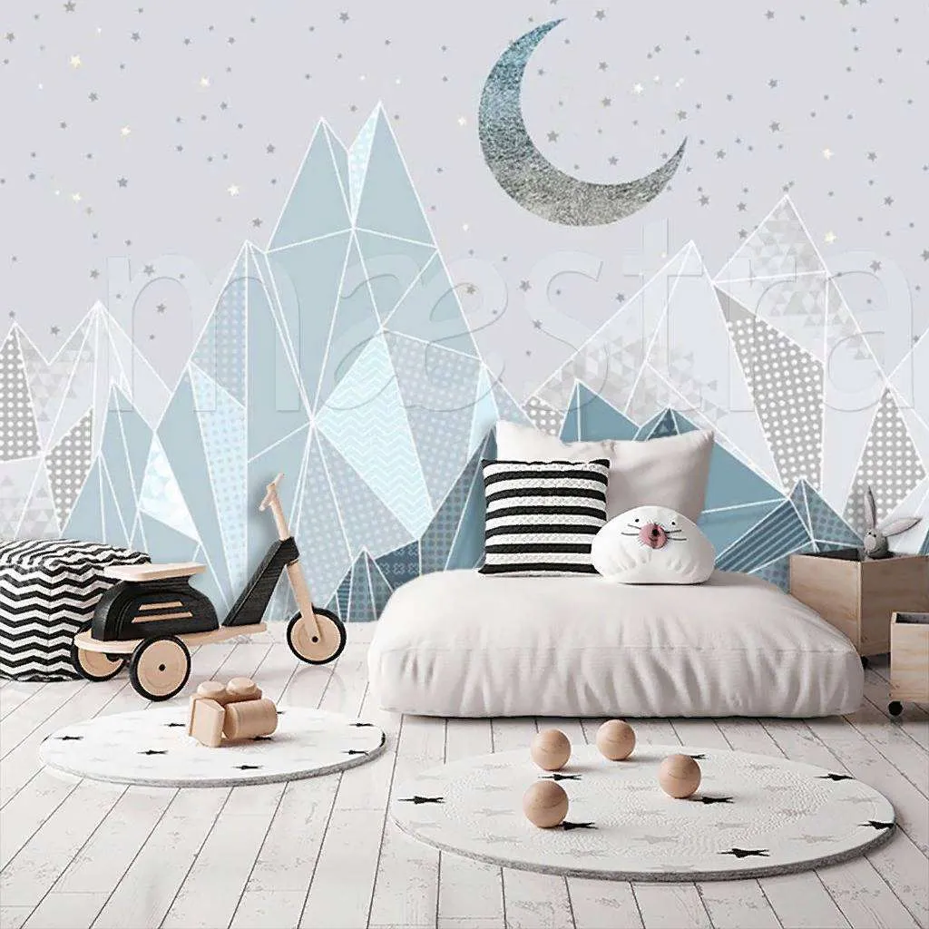 Фотообои в интерьере горы серо-голубые  15-144 фото