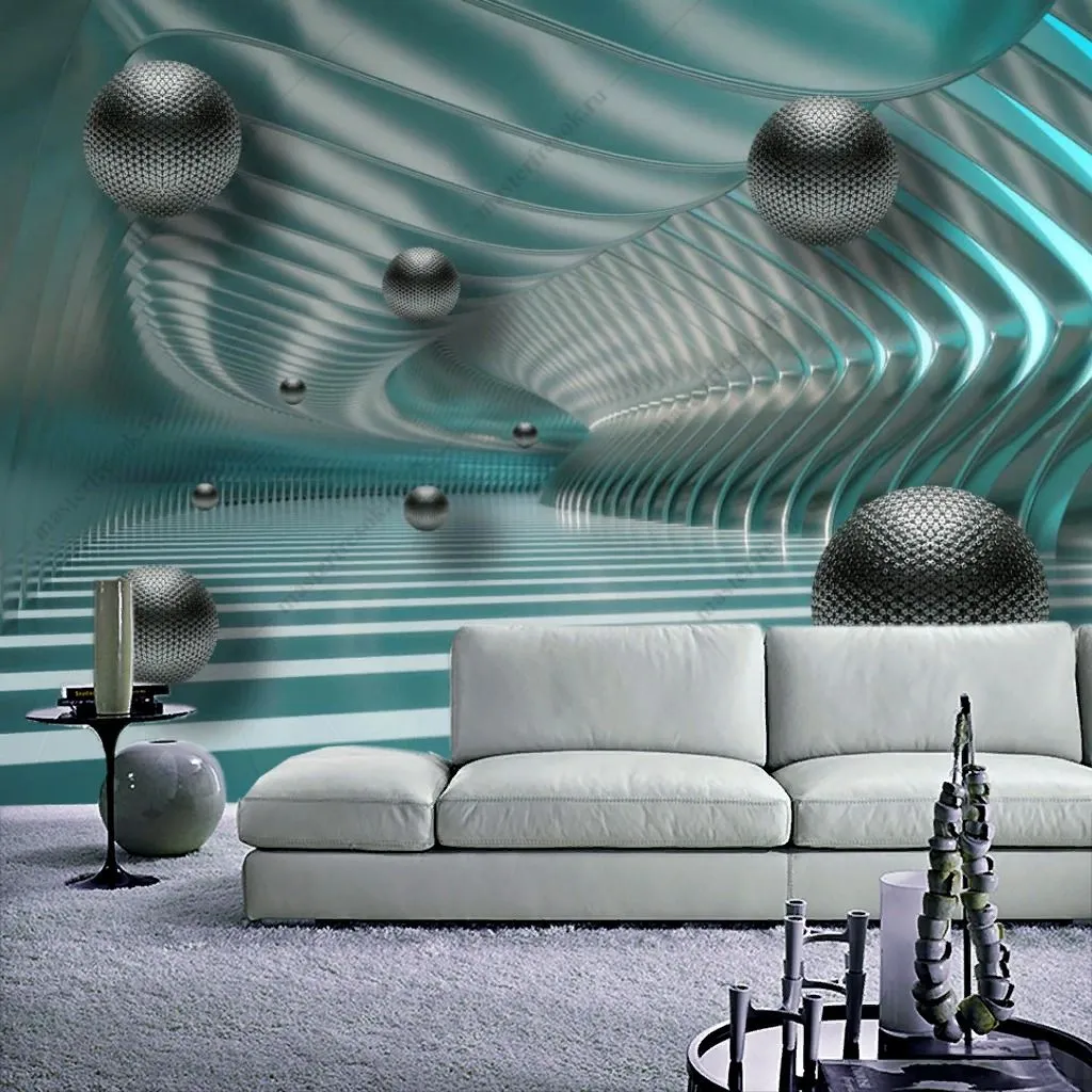 Фотообои в интерьере 3д черные шары  10-911 фото