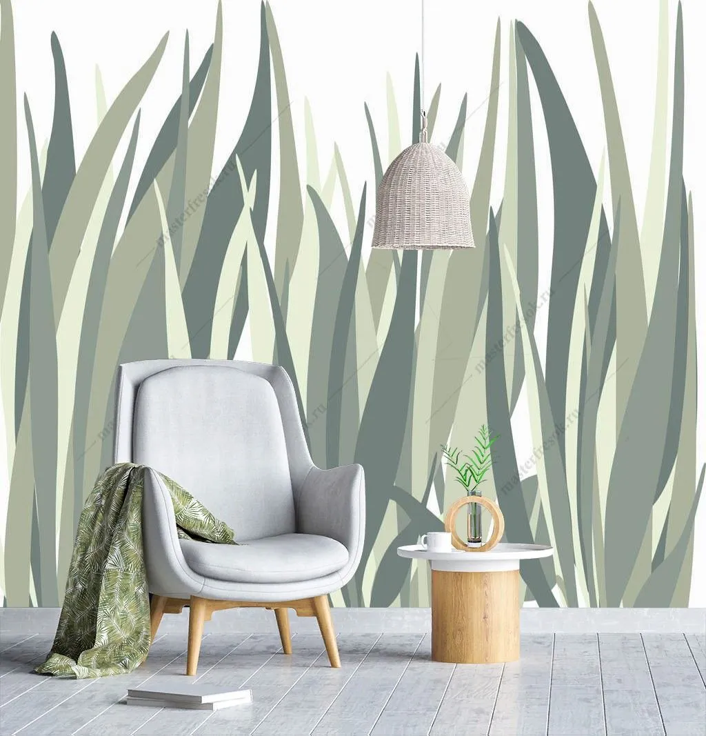 Фотообои в интерьере зеленая травка  9-1314 фото