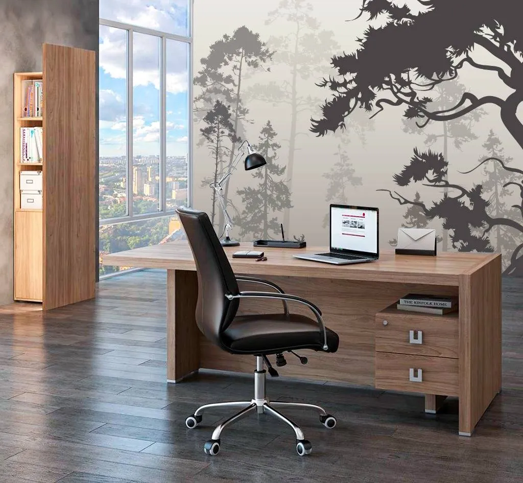 Фотообои в интерьере черно белый лес  9-963 фото