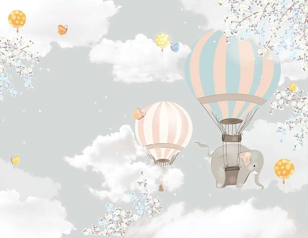 Фотообои в интерьере слоник на воздушном шаре  12-1450 фото