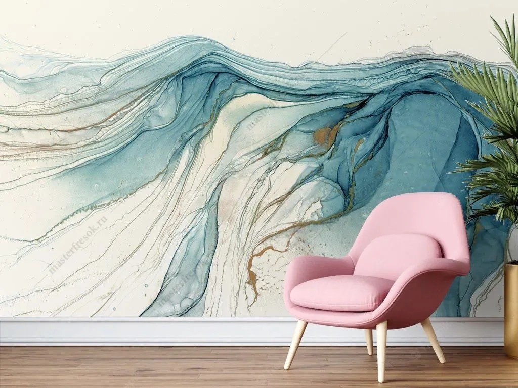 Фотообои Флюид арт Бирюзово-синий   14-710