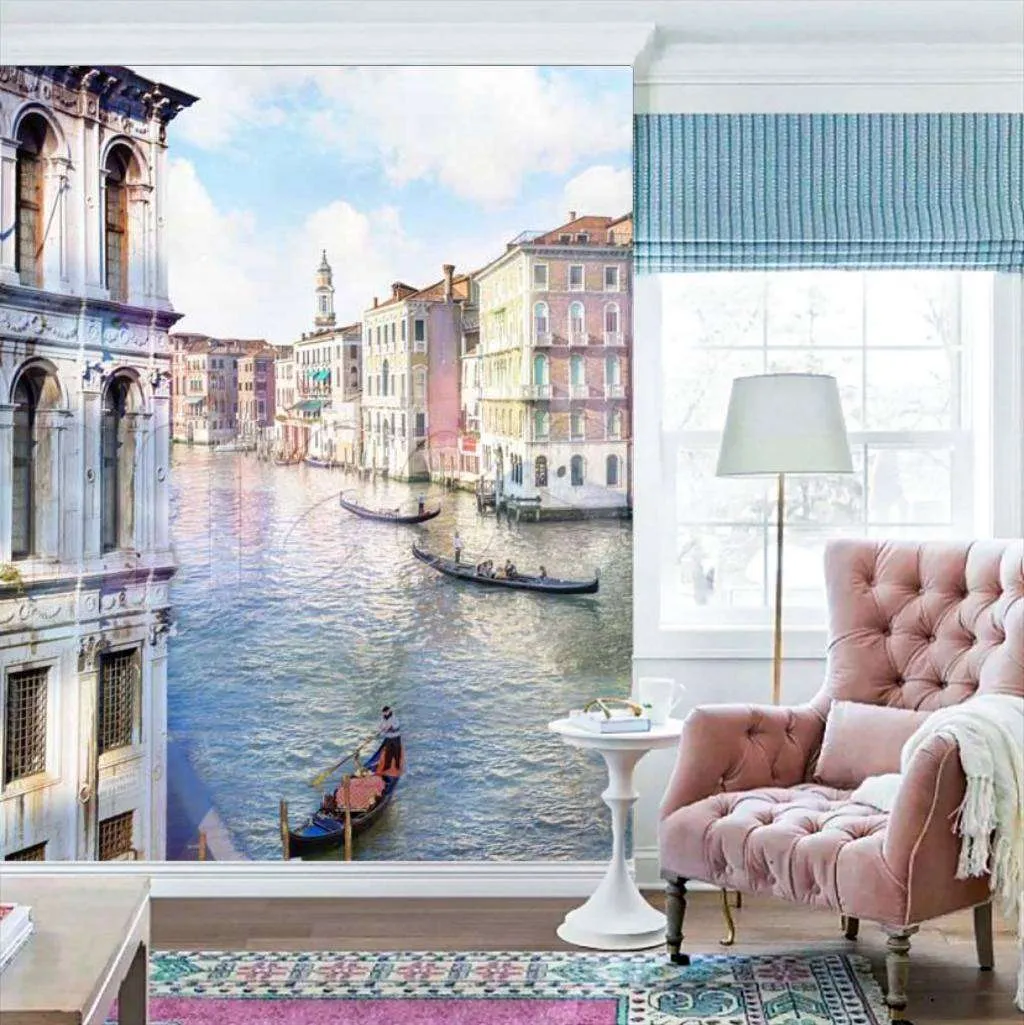 Фотообои Бесшовные обои на стену:  Гондолы в Венеции. Артикул: 7-396  