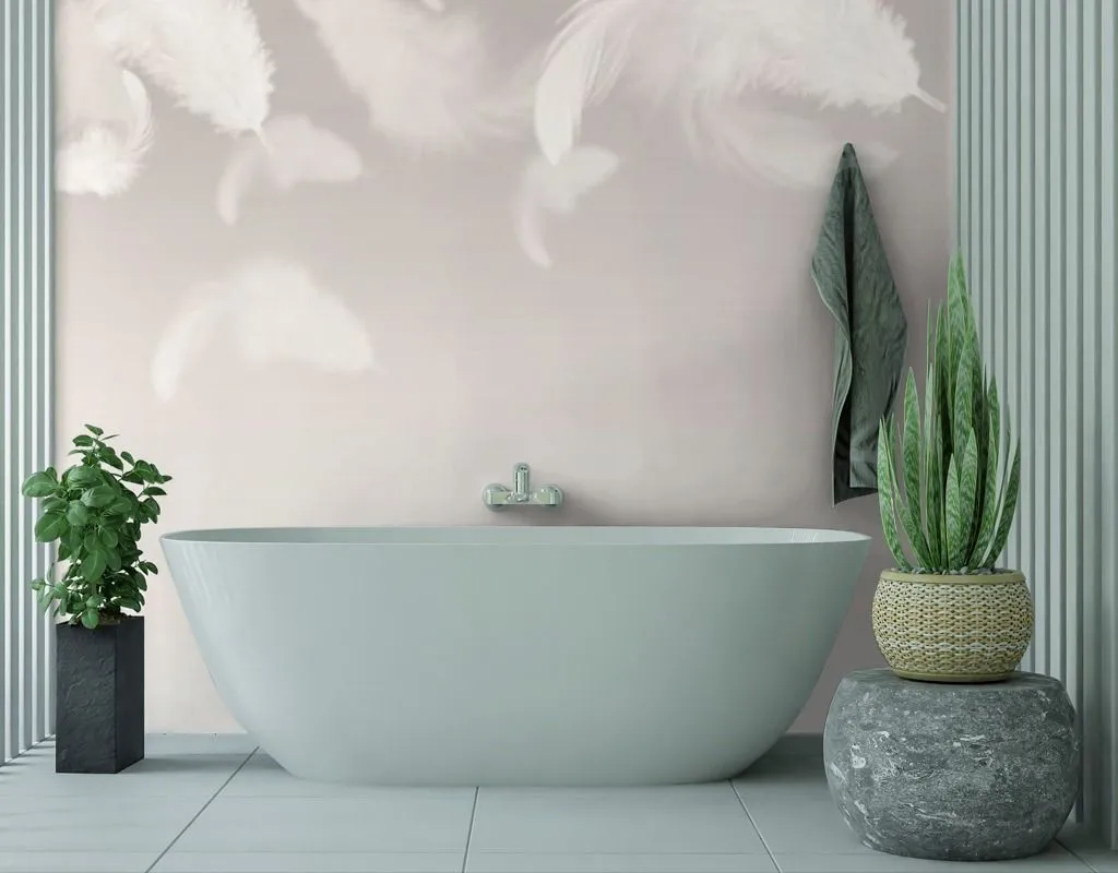 Фотообои в интерьере белые перышки  13-425 фото