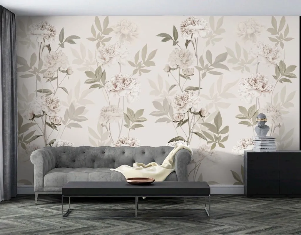 Фотообои в интерьере обои нежные пионы  13-744 фото