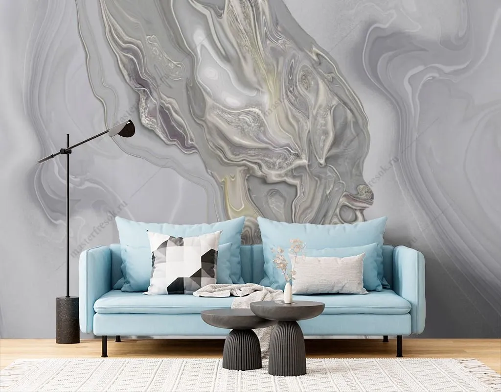 Фотообои в интерьере флюид арт серый хит  13-609 фото