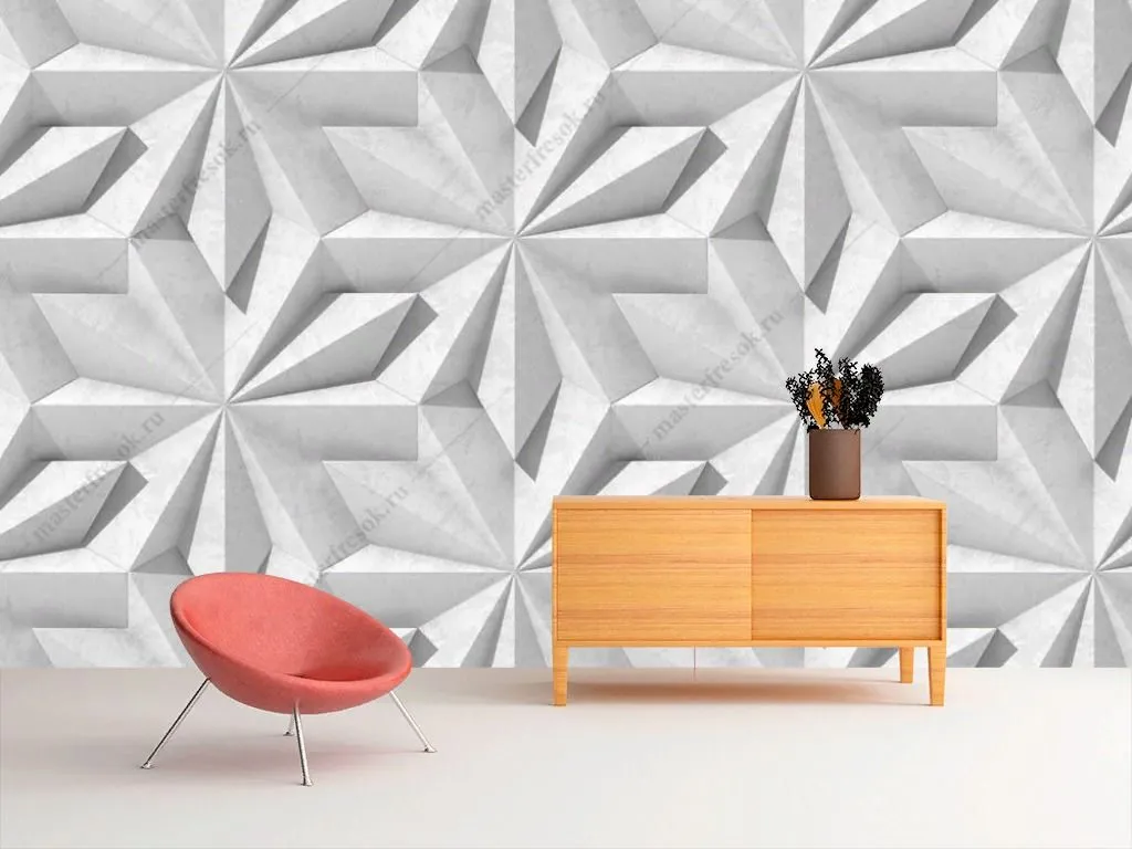 Фотообои Белый узор 3д  9-1584