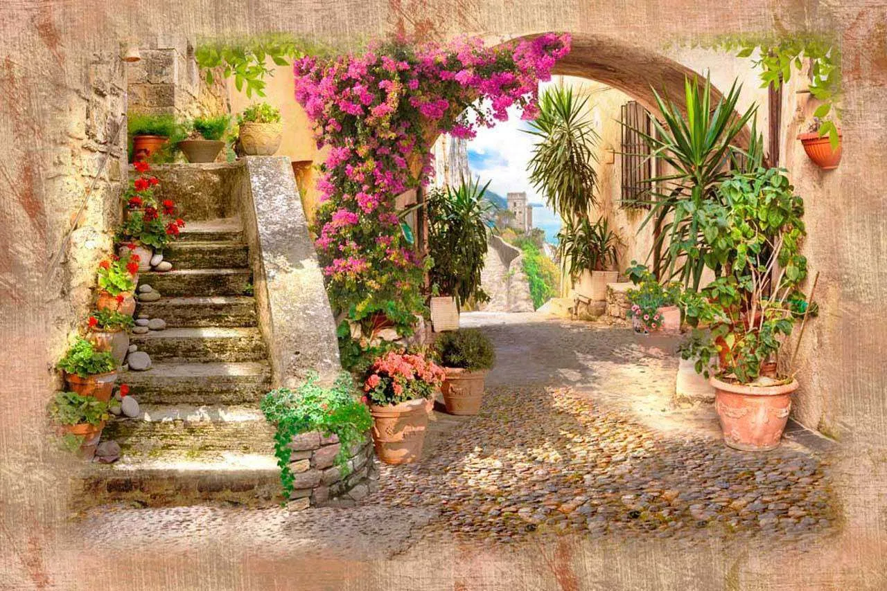 Фотообои в интерьере улочка и дворик  7-043 фото