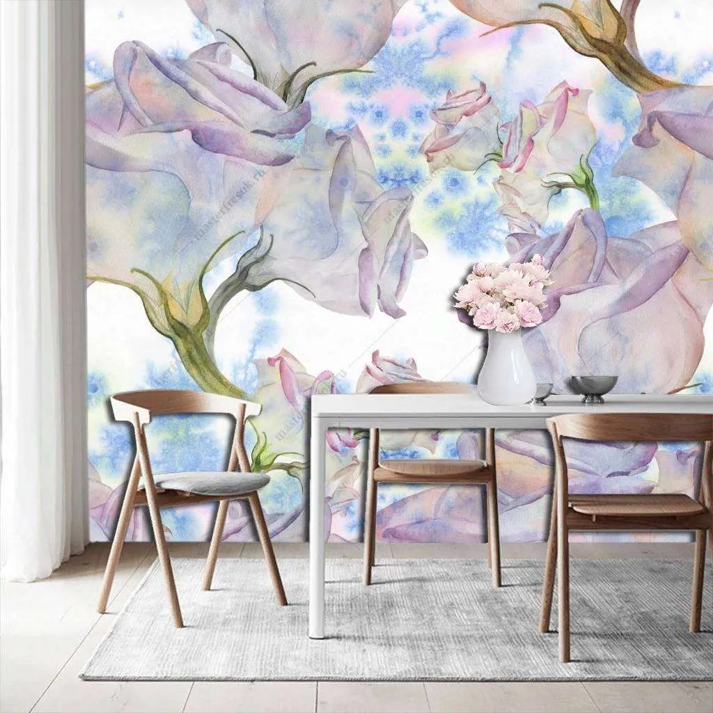 Фотообои в интерьере розовая акварель  9-1175 фото