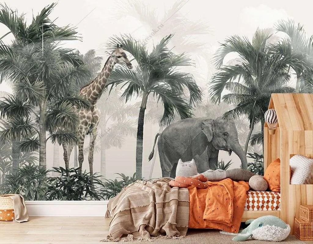 Фотообои в интерьере звери в тропиках  9-1705 фото