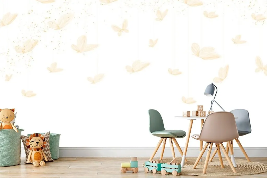 Фотообои в интерьере бабочки золотистые  9-2099 фото