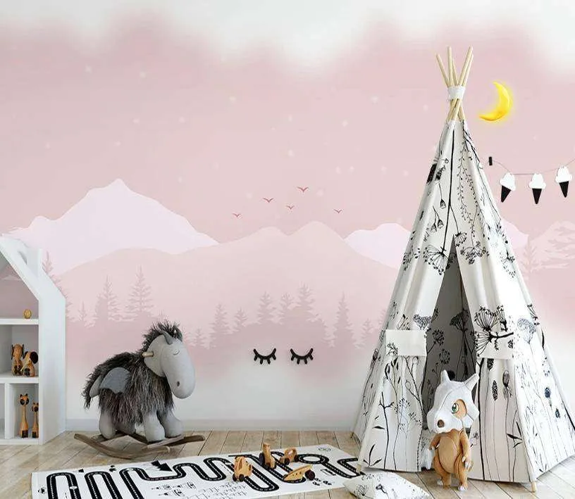 Фотообои в интерьере сказочная ночь в горах  15-265 фото