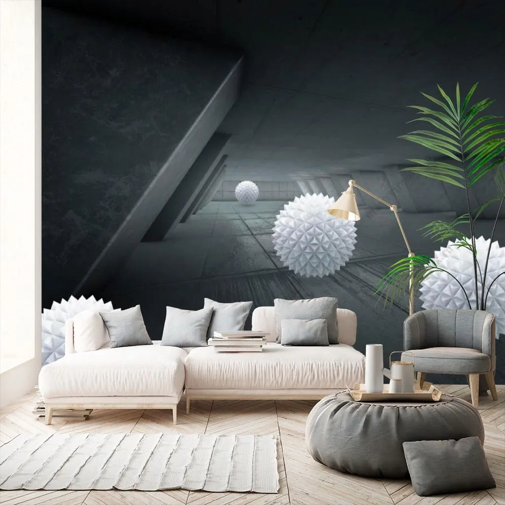 Фотообои в интерьере черный фон 3д  10-913 фото