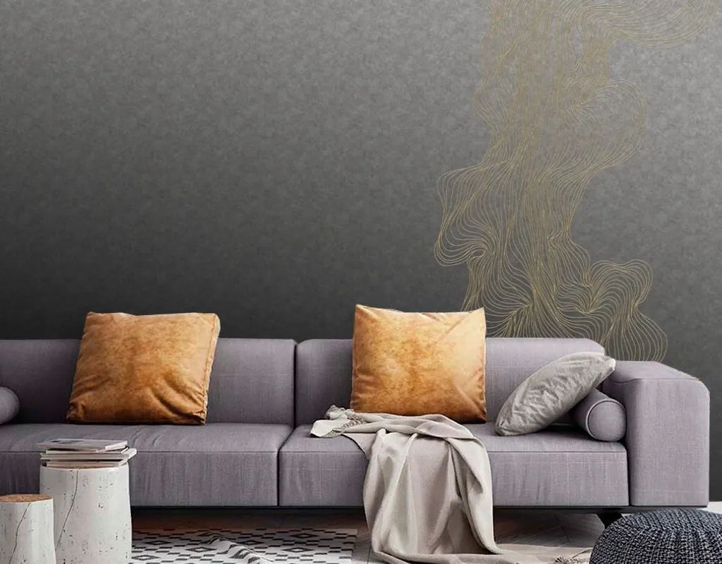 Фотообои в интерьере золотые линии на черном  14-787 фото