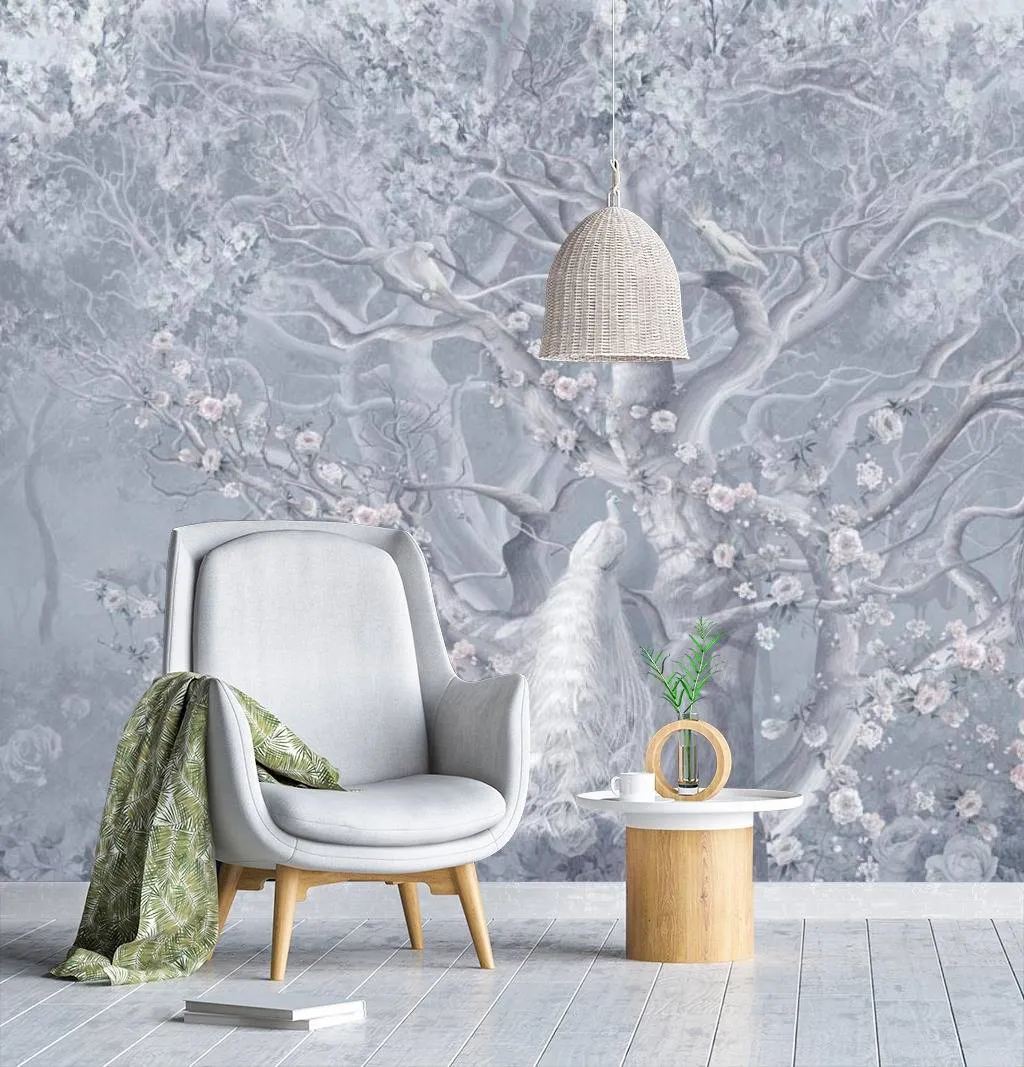 Фотообои в интерьере жар птицы на волшебном дереве  13-093 фото