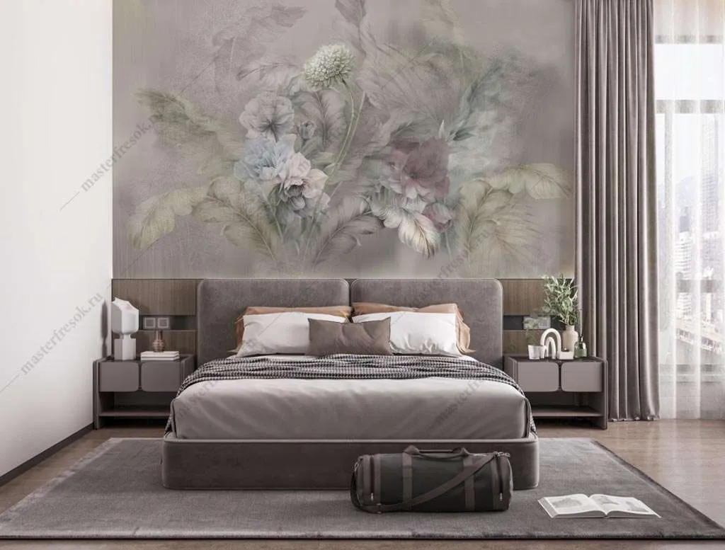 Фотообои в интерьере букет пионов  13-419 фото