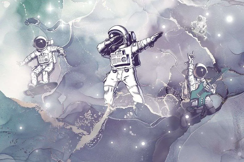 Фотообои в интерьере в детскую космос и космонавты  12-1632 фото