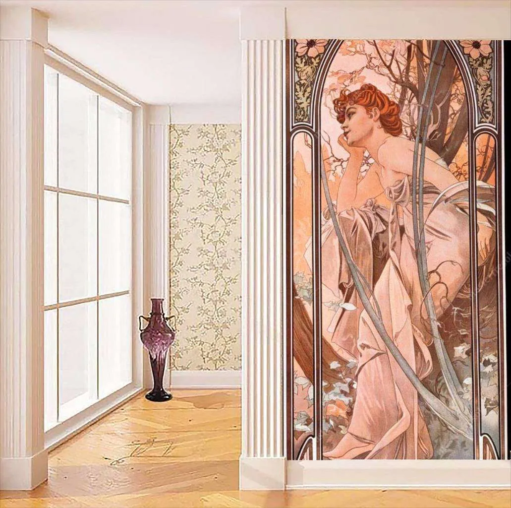 Фотообои в интерьере альфонс мариа муха – вечерние мечты  8-182 фото