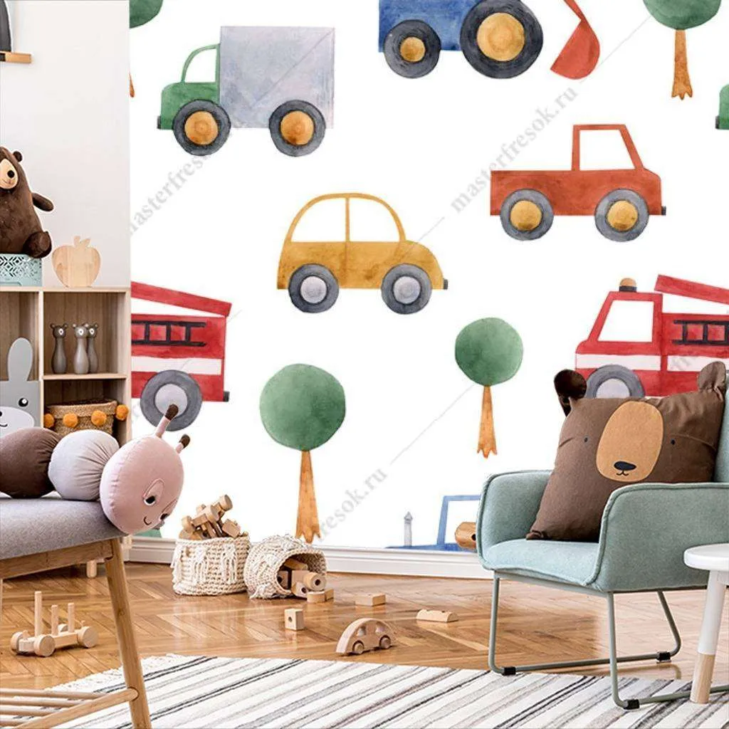 Фотообои Бесшовные обои на стену:  Машинки. Артикул: 12-658  