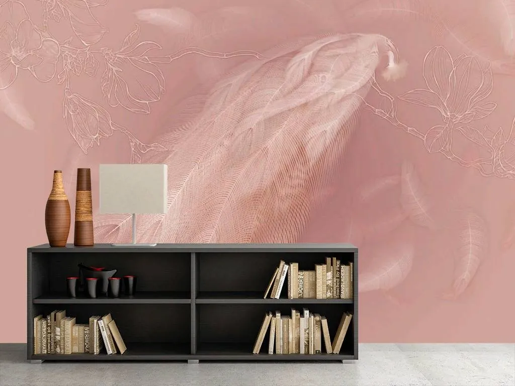 Фотообои в интерьере перья жар-птицы  13-264 фото