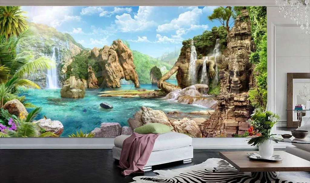 Фотообои Лазурное море с водопадом  11-163