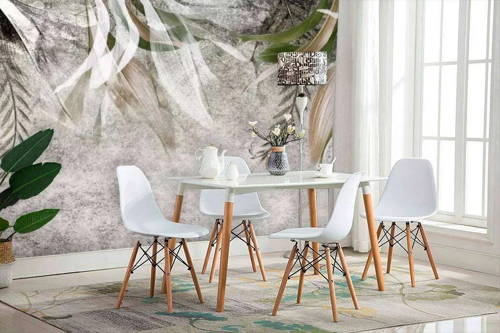 Фотообои в интерьере листва акварель  16-107 фото