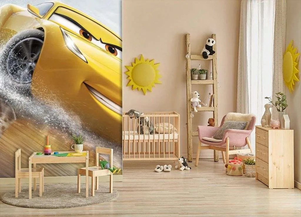 Фотообои в интерьере желтая тачка  12-1654 фото