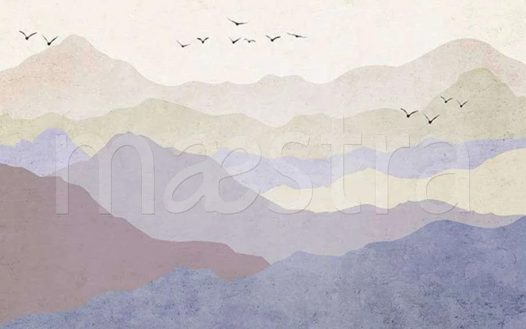 Фотообои в интерьере горы в дымке  15-525 фото