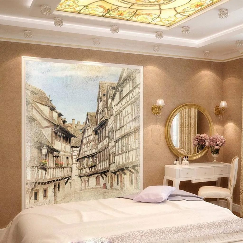 Фотообои в интерьере бежевая улочка  11-176 фото