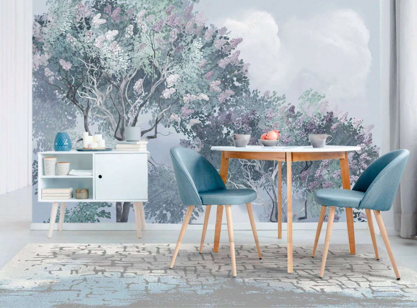 Фотообои в интерьере лес серый  13-226 фото