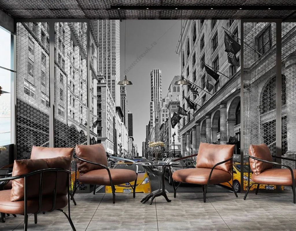 Фотообои в интерьере желтое такси в нью-йорке  9-1767 фото