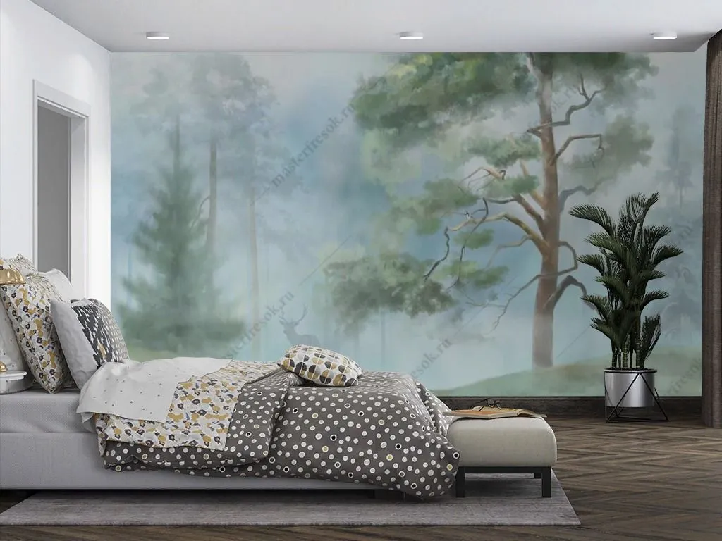 Фотообои Хвойный лес утром  13-461