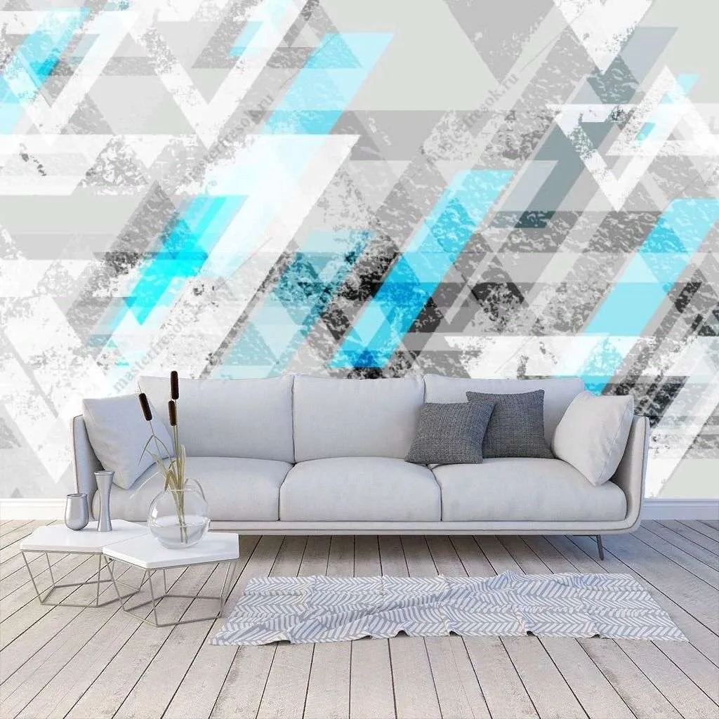 Фотообои в интерьере геометрия треугольники  10-948 фото
