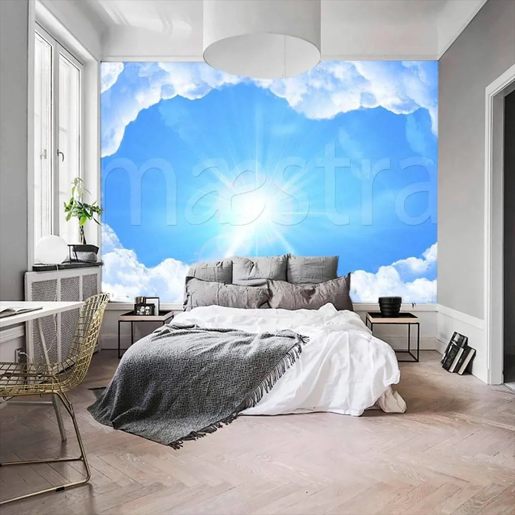 Фотообои в интерьере пространство голубого неба  9-335 фото