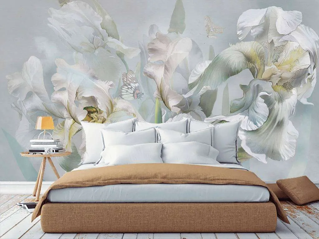 Фотообои в интерьере белые ирисы  13-178 фото