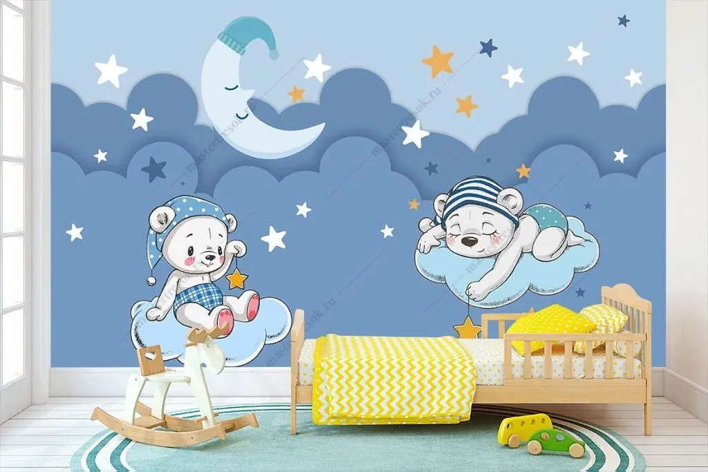 Фотообои Медвежонок спит на облачке  12-1290