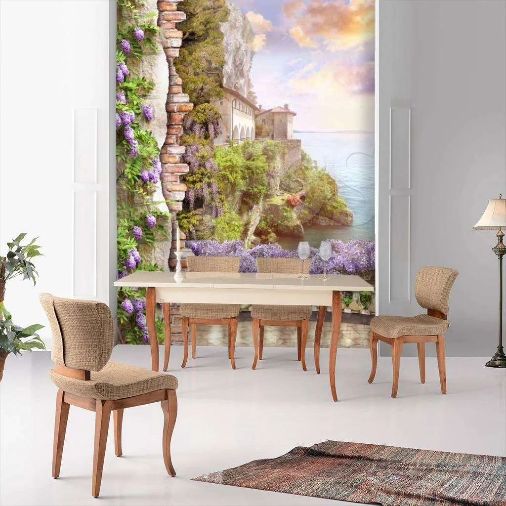 Фотообои в интерьере вид с балкона на скалы  6-013 фото